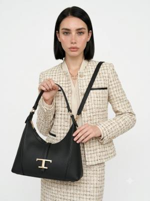 Tod s T Timeless Siyah Deri Hobo Omuz Çantası VLT-473 Siyah