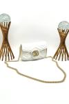 Gucci GG Beyaz Marmont Matelasse Mini Omuz Çantası VLT-478 Beyaz