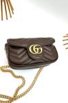 Gucci GG Acı Kahve Marmont Matelasse Mini Omuz Çantası VLT-480 Kahverengi