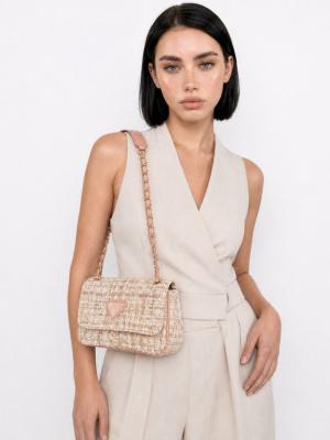 Guess Triangolo Model Kadın Tüvit Zincirli Omuz Çantası Pembe