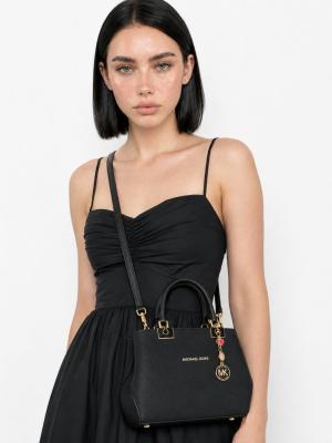 Michael Kors Siyah Dokuma Kumaş Tasarım Kadın Kol Çantası Siyah