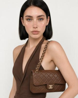 Chanel Pre-Owned Classic Flap Taba Deri Kadın Omuz Çantası VLT-502 Taba