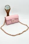Chanel Model Pembe Kapitone Zincirli Mini El ve Omuz Çantası VLT-503 Pembe