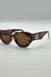 Gucci GG1421S Kahverengi Kadın Güneş Gözlüğü G4704-VLL Leopar